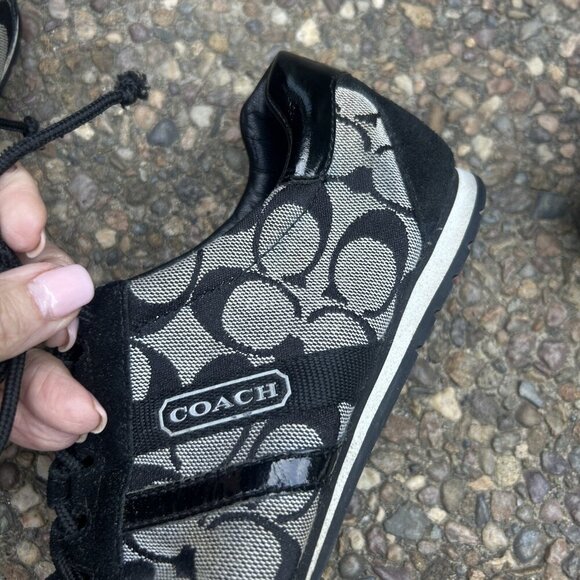 Coach Signature Katelyn Jacquard Logo Lace Up Black Sneakers Size 8 M - Picture 10 of 15